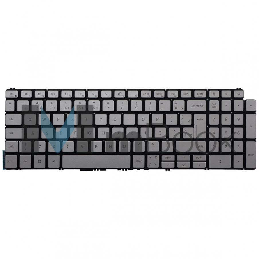 Teclado para Dell Inspiron 15-5510, 5590 Cinza Com Led BR Ç