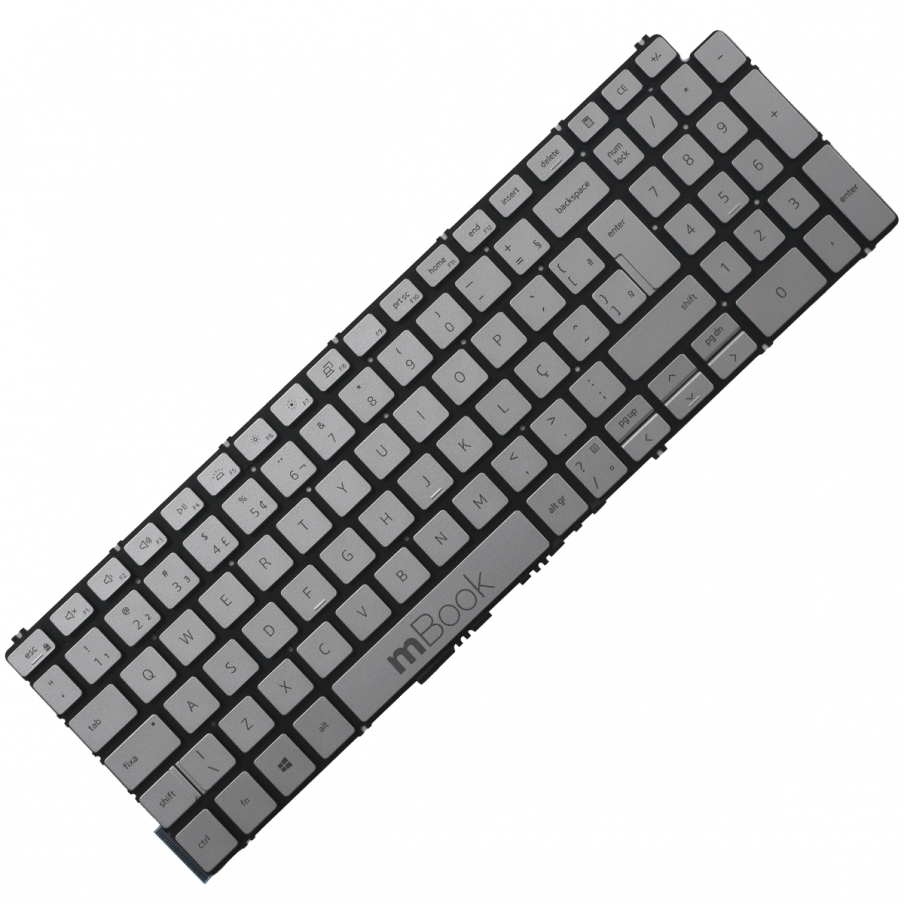 Teclado para Dell Inspiron 15-5510, 5590 Cinza Com Led BR Ç